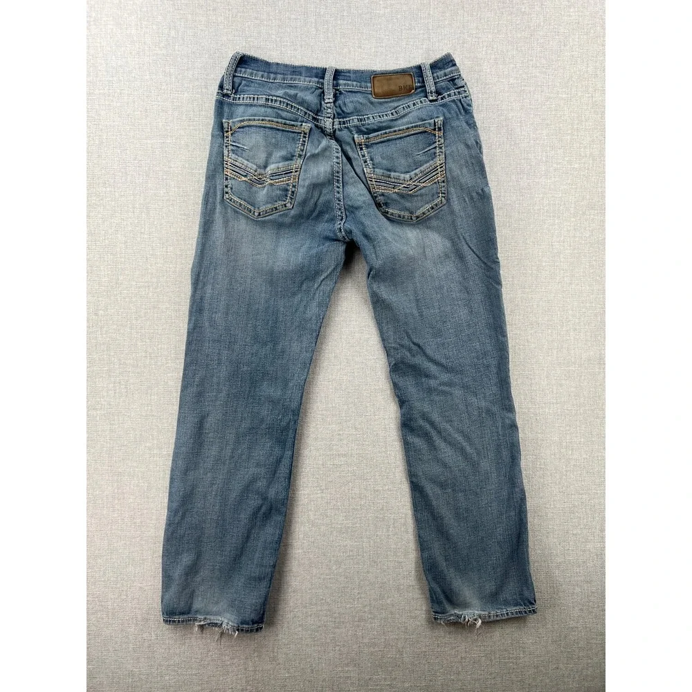BKE Jake Straight Mens Jeans 33x30 (fit 32x29) Blue Medium Wash Distressed Y2K